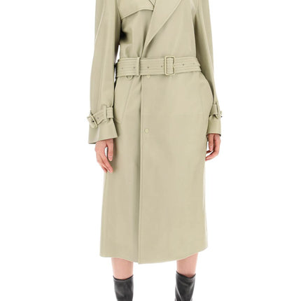 Burberry long leather trench coat