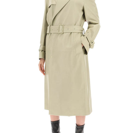 Burberry long leather trench coat