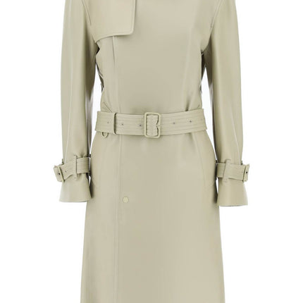 Burberry long leather trench coat