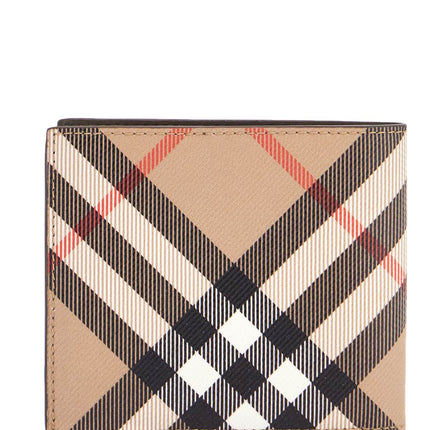 Burberry men's beige black red checkered zip wallet