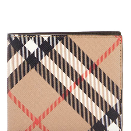 Burberry men's beige black red checkered zip wallet