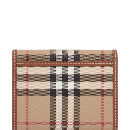 Burberry compact beige tartan wallet in polyurethane with gold buttons