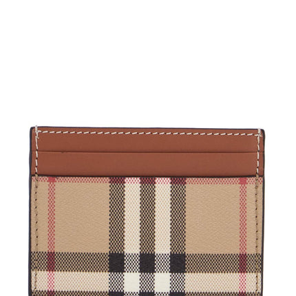 Burberry sandon dfc wallet in beige brown leather and tartan