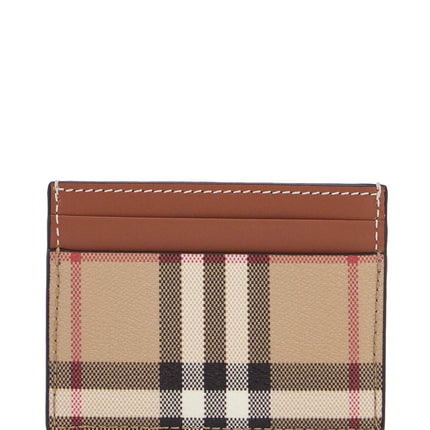 Burberry sandon dfc wallet in beige brown leather and tartan