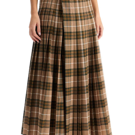 Burberry ered wool blend maxi kilt skirt