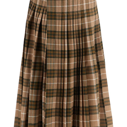 Burberry ered wool blend maxi kilt skirt