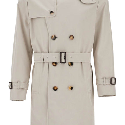 Burberry light beige polyester and cotton trench coat with adjustable belt