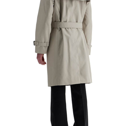 Burberry light beige polyester and cotton trench coat with adjustable belt