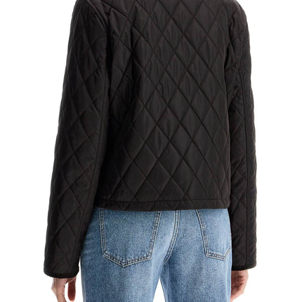 Burberry black quilted nylon cropped jacket with high collar