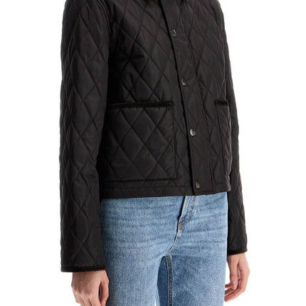 Burberry black quilted nylon cropped jacket with high collar