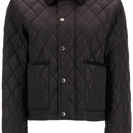 Burberry black quilted nylon cropped jacket with high collar