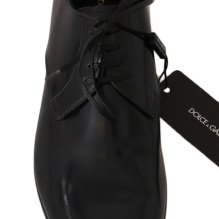 Elegantes zapatos Derby de cuero azul oscuro