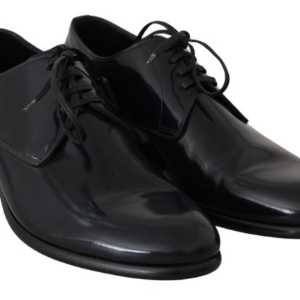 Elegantes zapatos Derby de cuero azul oscuro