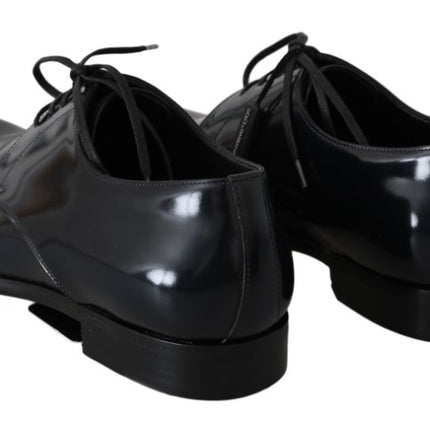 Elegantes zapatos Derby de cuero azul oscuro