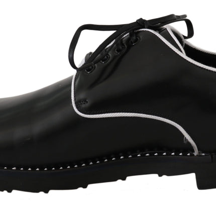 Elegant Black Leather Derby Dress Shoes