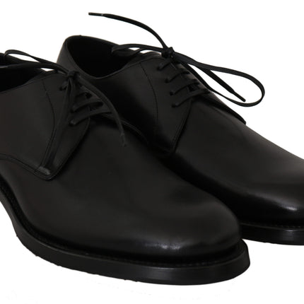 Elegant Black Leather Derby Dress Shoes