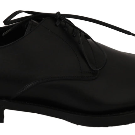 Elegant Black Leather Derby Dress Shoes