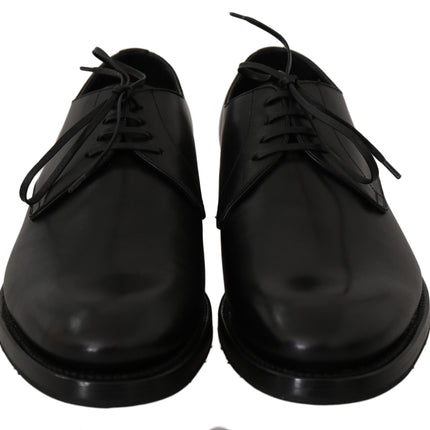 Elegant Black Leather Derby Dress Shoes