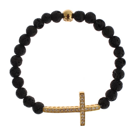 Elegant Gold & Black Lava Stone Bracelet