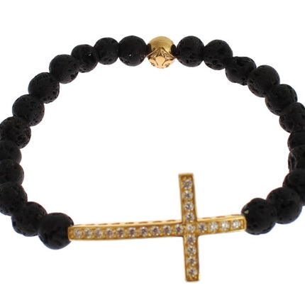 Elegant Gold & Black Lava Stone Bracelet