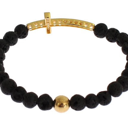 Elegant Gold & Black Lava Stone Bracelet