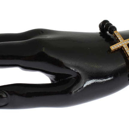 Brazalete esterlina chapada en oro con CZ Diamond Cross