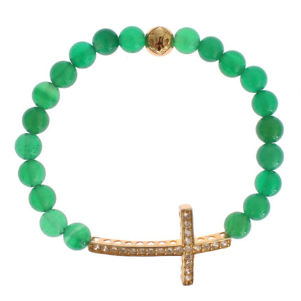 Elegant Green Jade Bead & Gold Plated Bracelet