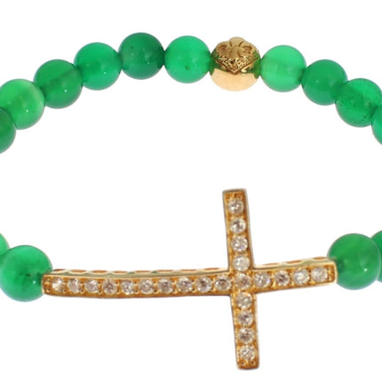 Elegant Green Jade Bead & Gold Plated Bracelet