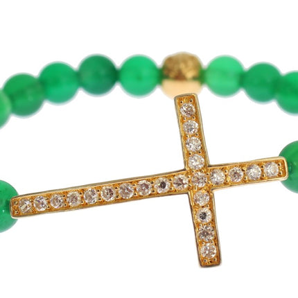 Elegant Green Jade Bead & Gold Plated Bracelet