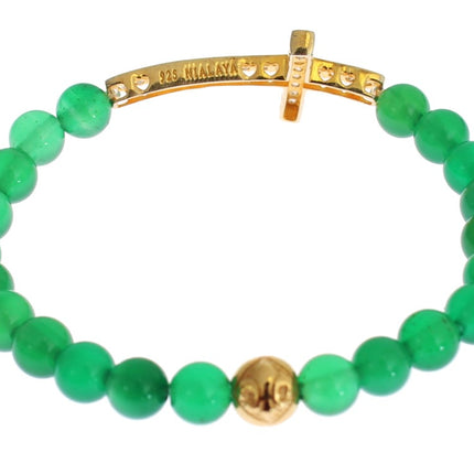 Elegant Green Jade Bead & Gold Plated Bracelet