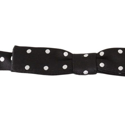 Elegant Black Polka Dot Silk Bow à noeud