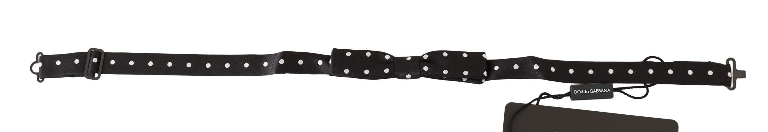 Elegant Black Polka Dot Silk Bow à noeud