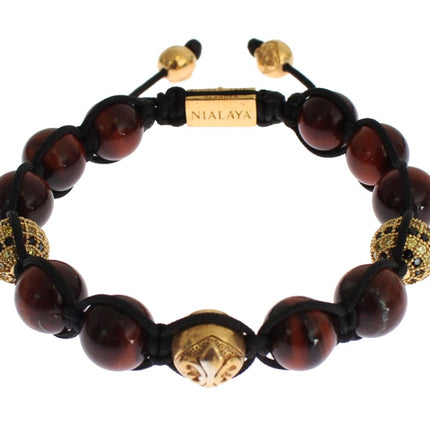 Radiant Red Tiger Eye & CZ Gold Bracelet