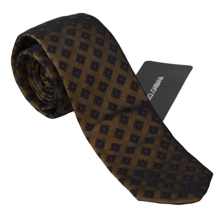 Elegante corbata de seda marrón estampada