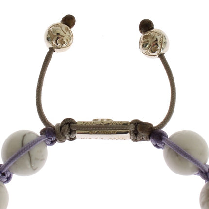 Elegant Silver Purple CZ & Howlite Bracelet