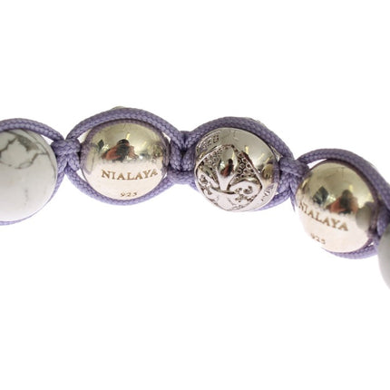 Elegant Silver Purple CZ & Howlite Bracelet