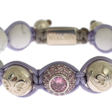 Elegant Silver Purple CZ & Howlite Bracelet