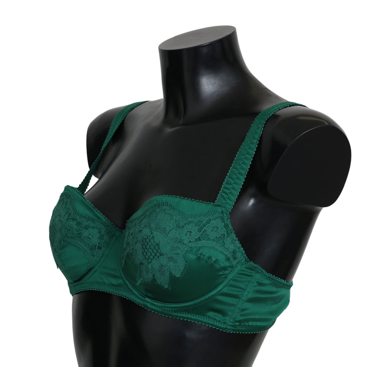 Bra de soie en dentelle florale verte enchanteresse