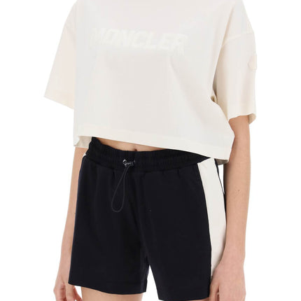 Moncler cropped t-shirt with sequin logo