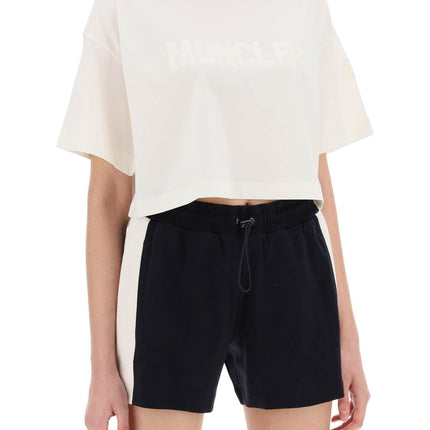 Moncler cropped t-shirt with sequin logo