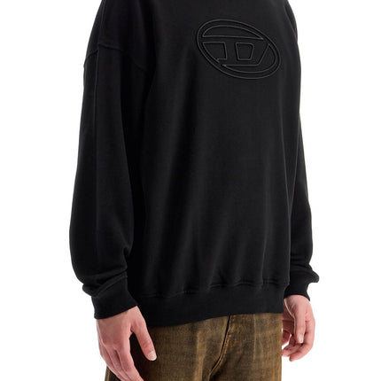 Diesel black cotton sweatshirt with embroidered s-mart-bigoval logo