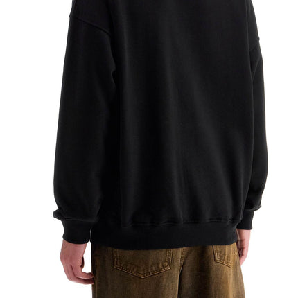 Diesel black cotton sweatshirt with embroidered s-mart-bigoval logo