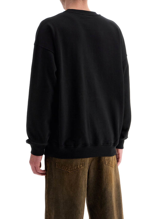 Diesel black cotton sweatshirt with embroidered s-mart-bigoval logo