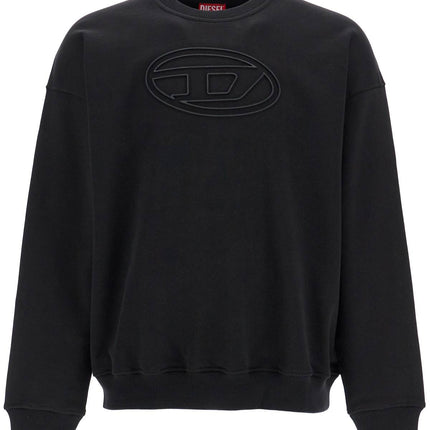 Diesel black cotton sweatshirt with embroidered s-mart-bigoval logo