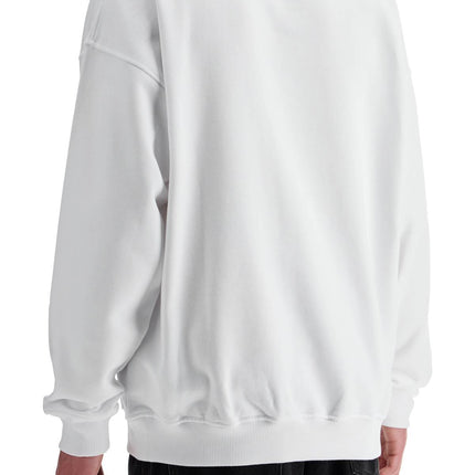 Diesel white cotton sweatshirt with raised logo for men