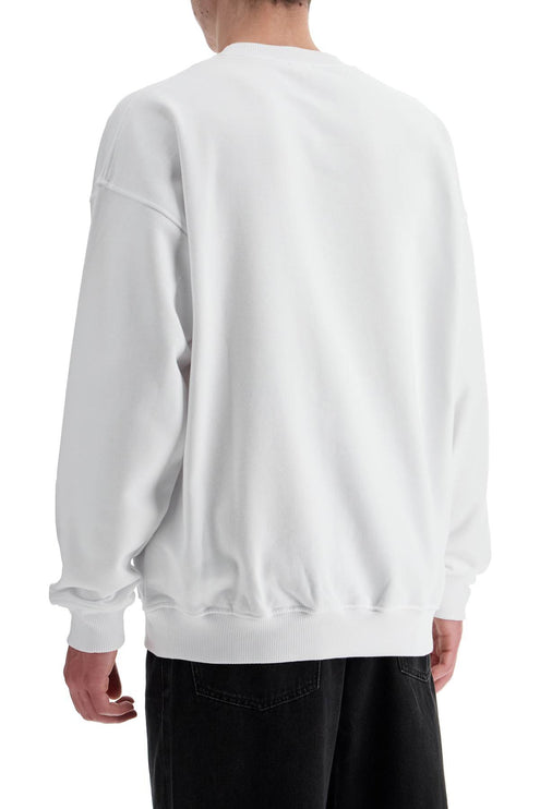 Diesel white cotton sweatshirt with raised logo for men