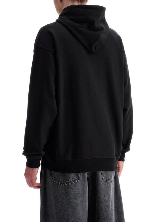 Diesel black cotton hoodie with embossed logo