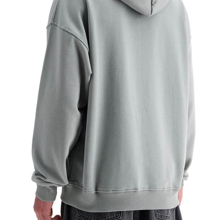 Diesel men's grey cotton hoodie with kangaroo pocket