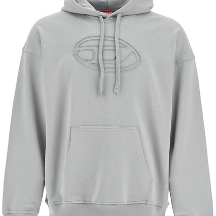 Diesel men's grey cotton hoodie with kangaroo pocket