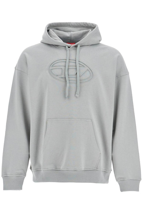 Diesel men's grey cotton hoodie with kangaroo pocket